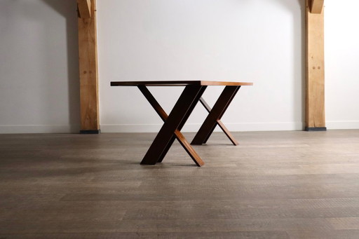 Mesa de comedor TL58 en nogal, diseñada por Marco Zanuso para Poggi, Italia, década de 1960.