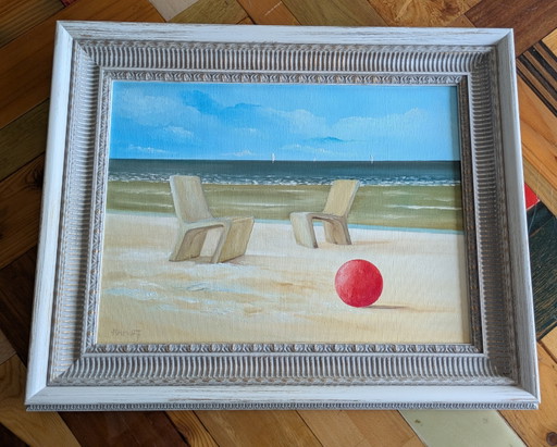Painting Zeedijk Ostend with Red Ball 2 P was trick Ramont