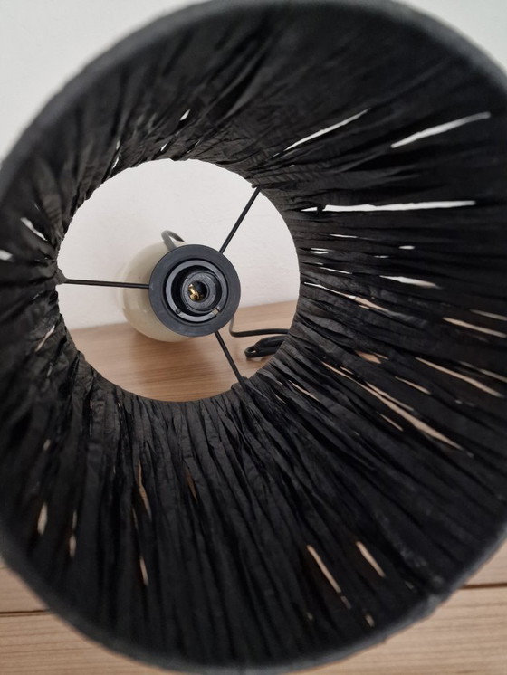 Image 1 of Stoneware lamp with black raffia lampshade