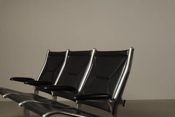 Banco Tandem Sling de Charles y Ray Eames, 1962 – Herman Miller, Sofás de 3 plazas, Skai, Vintage (photo 5 of 15)