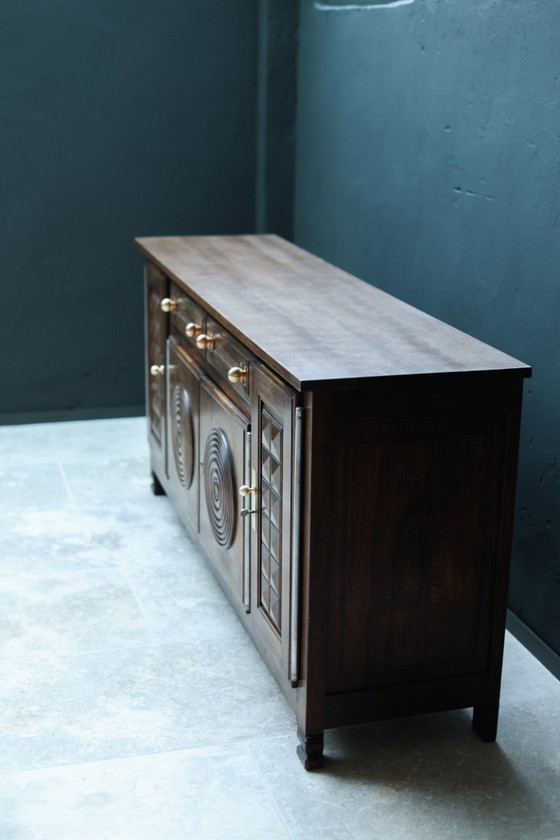 Image 1 of Charles Dudouyt Oak Credenza - 1950s French Mid-Century Modern Furniture