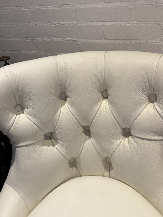 2 Wit Leren Fauteuils Sam Van Piet Boon – Leather, Wood (photo 5 of 5)