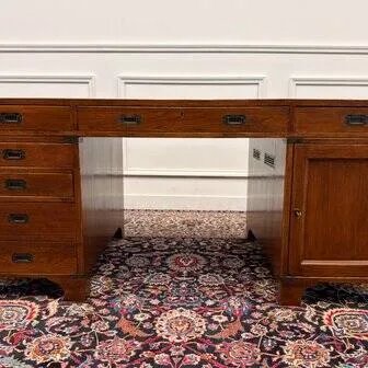 Scrivania da campagna Eichholtz classica inglese, Scrivanie, Legno, Ottone, Marrone, Chesterfield (foto 10 di 20)