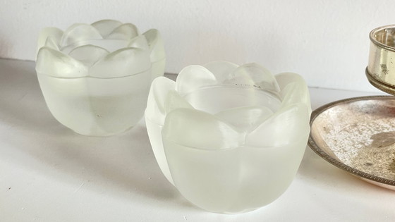 Image 1 of PHOTOPHORES Verre BOUGEOIR Argenté VINTAGE