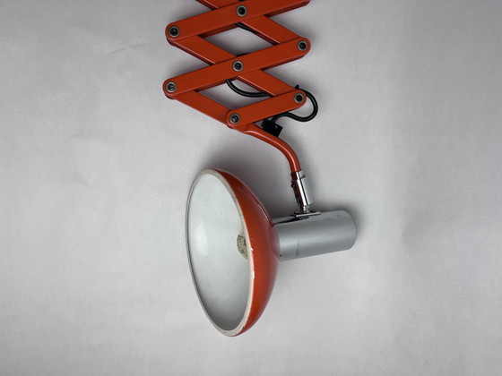 Image 1 of Lampada a forbice vintage Hustadt – Design Space Age – Anni '60/'70 – Arancione e cromo
