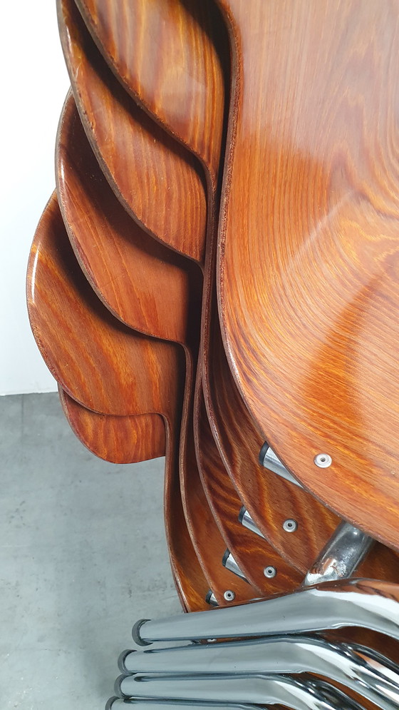 Image 1 of 6x Eromes Pagholz Industrieller stapelbarer Design-Stuhl