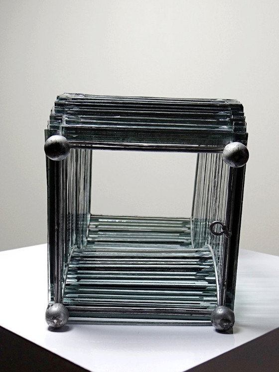 Image 1 of Corps de lampe sculpturale design "Stacked Glass" vintage 75-85's moderniste