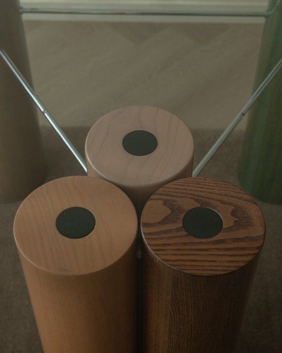 Image 1 of Vintage Saporiti Italia Dining Table – Enamel Column Base –  Postmodern 1980s