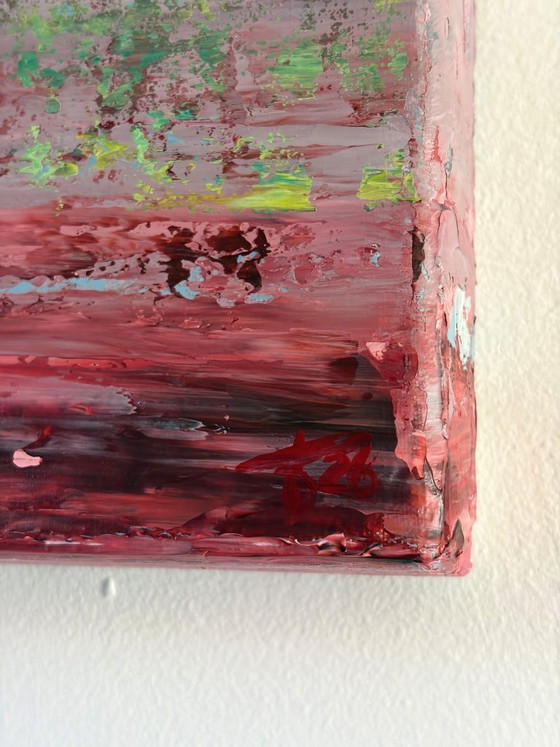 Image 1 of Eucalyptus I – Colorful abstract painting inspired by eucalyptus bark | 50x50 cm