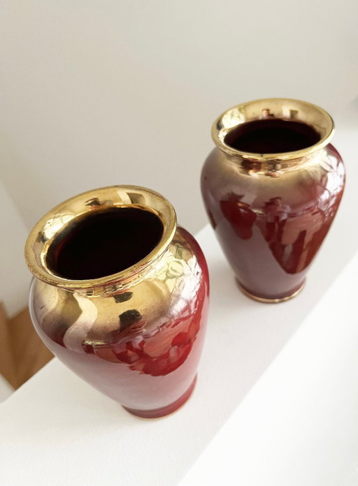 2x vases vintage en céramique Scheurich West Germany