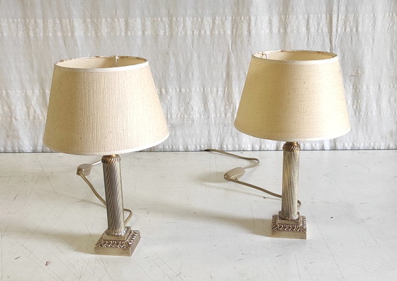 Image 1 of Neoclassical table lamps in gilt brass - mid-20th century
