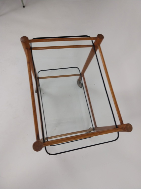 1 x 1950s Coja Culemborg bar cart with original glass., Metal, Black (photo 2 of 6)