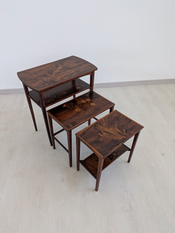 Image 1 of Set of Coffee Tables, Emile Gallé - Inlaid Wood