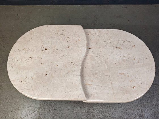 Image 1 of Table basse vintage à deux niveaux en travertin, 1970