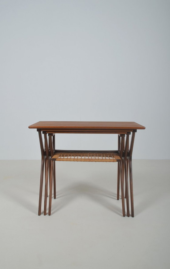 Image 1 of Deense nesttafels ontworpen door Johannes Andersen voor Silkeborg, jaren '60