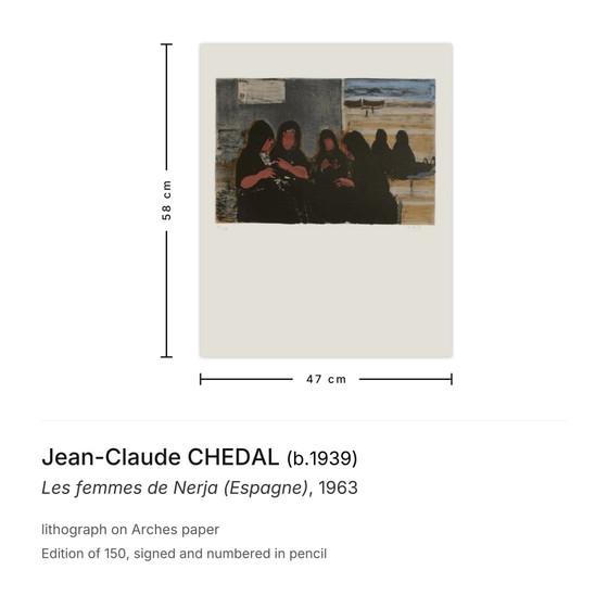 Image 1 of Jean-Claude CHEDAL Les femmes de Nerja (Espagne) Litografia firmata 1963