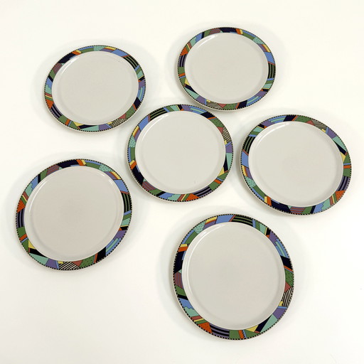 Set of 6 Plates Scenario Metropol by Barbara Brenner for Rosenthal, 1990s