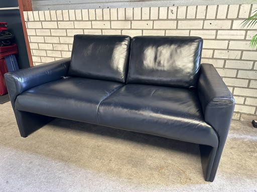 Blue leather 2 seater sofa De Sede