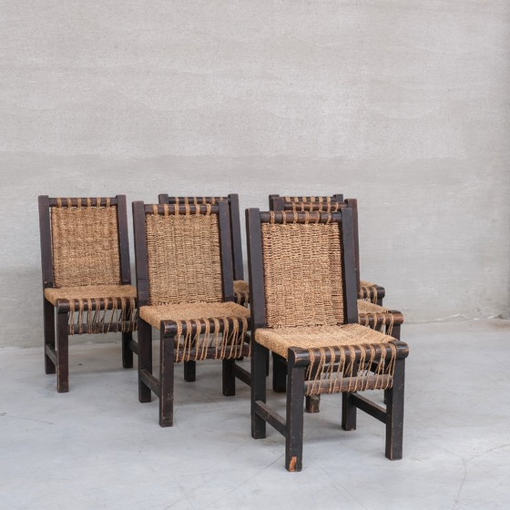 Image 1 of Set di sei sedie da pranzo francesi in stile Art Déco attribuite a Francis Jourdain