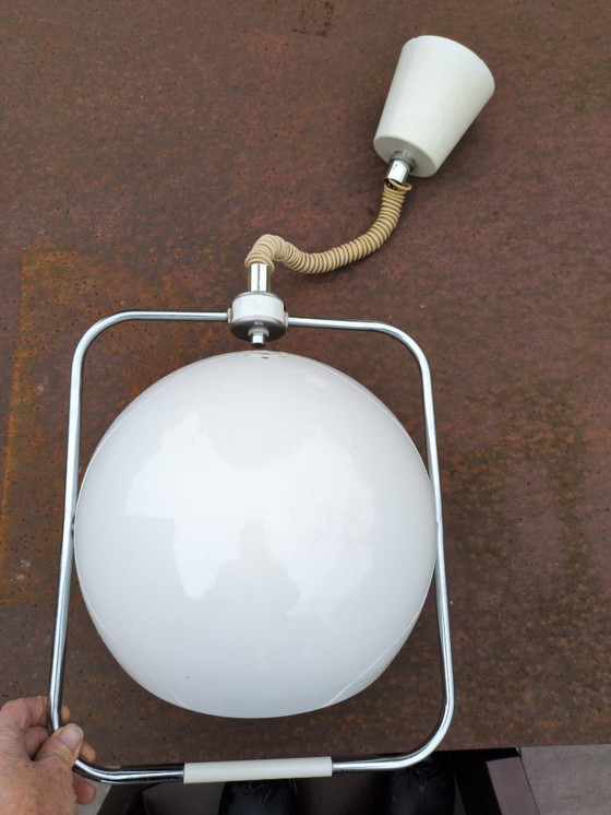 Image 1 of Retro Metal Pendant Lamp White and Chrome