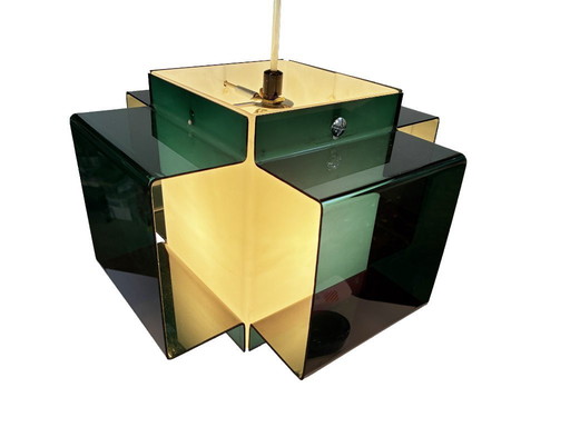 Lampada a sospensione Space Age • Acrilico bicolore • 1970