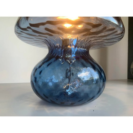 Image 1 of Lampe en verre bleu d'inspiration Murano avec texture « Ballotton »
