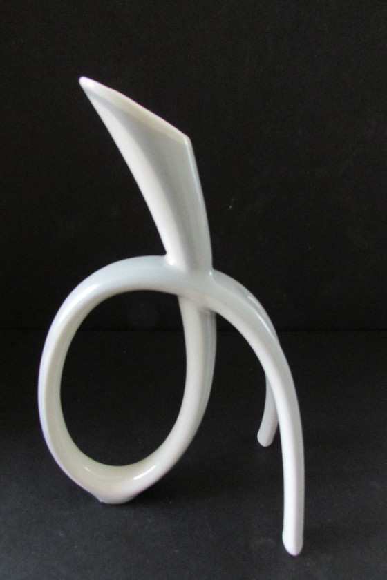 Sculpture en porcelaine Lindner, vase à anse, Objets déco, Blanc, Modern (photo 6 sur 7)