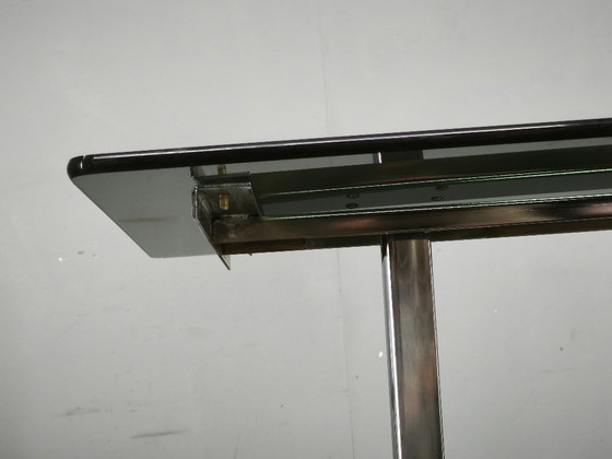 1970s Italian Space Age Chrome and Smoked Glass Rolling Side Table – Bar carts, Metal (photo 4 of 12)