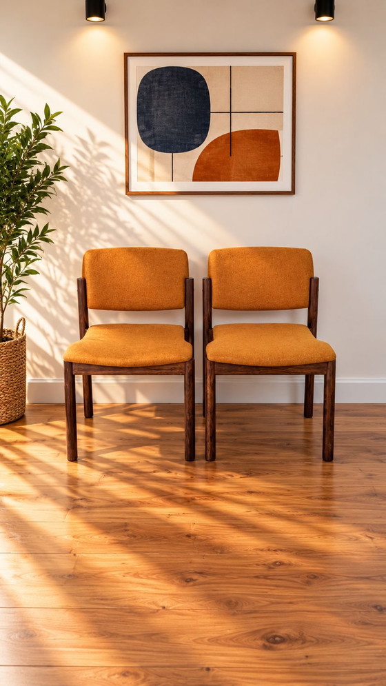 6 sedie da pranzo vintage Kush+co design scandinavo, Tessile, Legno, Marrone (foto 7 di 10)