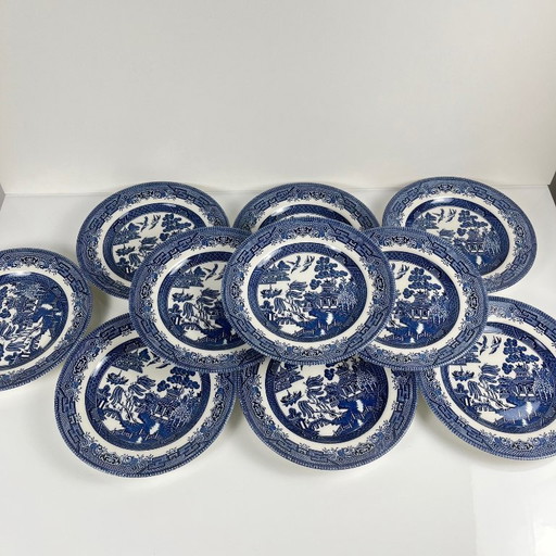Set van 10 dessertborden, Aziatisch patroon, Churchill, Engeland 1970