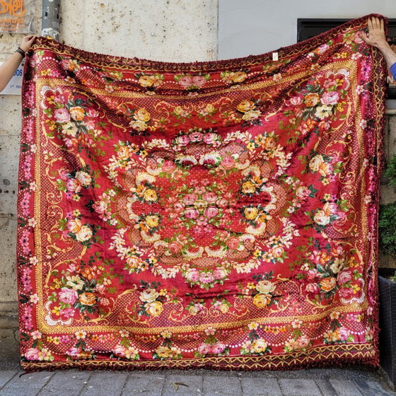 Image 1 of Large bedspread/tapestry, floral print, 40's - Eastern Europe