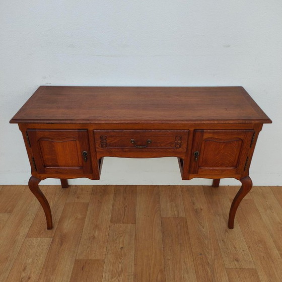 Tavolino Vintage Stile Rustico Scrivania Toletta Mobile TV, Tolette, Legno, Ottone, Marrone (foto 2 di 12)