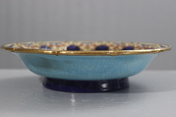 Image 1 of Coupe sur pied émaux de Longwy Renaissance décor Maurice Paul Chevallier