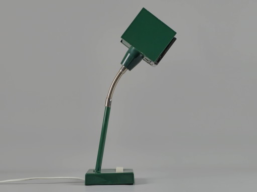 1970 Vintage ELIDUS 'Kuben' Type 2203 Table Lamp by Björn Svensson - Green Scandinavian Modern Gooseneck Desk Lamp.