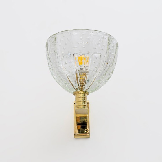 Image 1 of Attribuite a Seguso Applique in ottone Art Dèco e vetro di Murano "Pelugoso", coppia