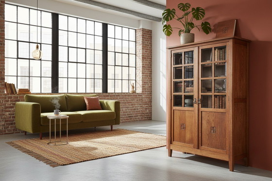 Image 1 of antique bookcase art deco cabinet