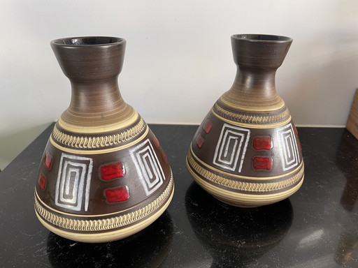 Set di vasi vintage in ceramica della Germania occidentale