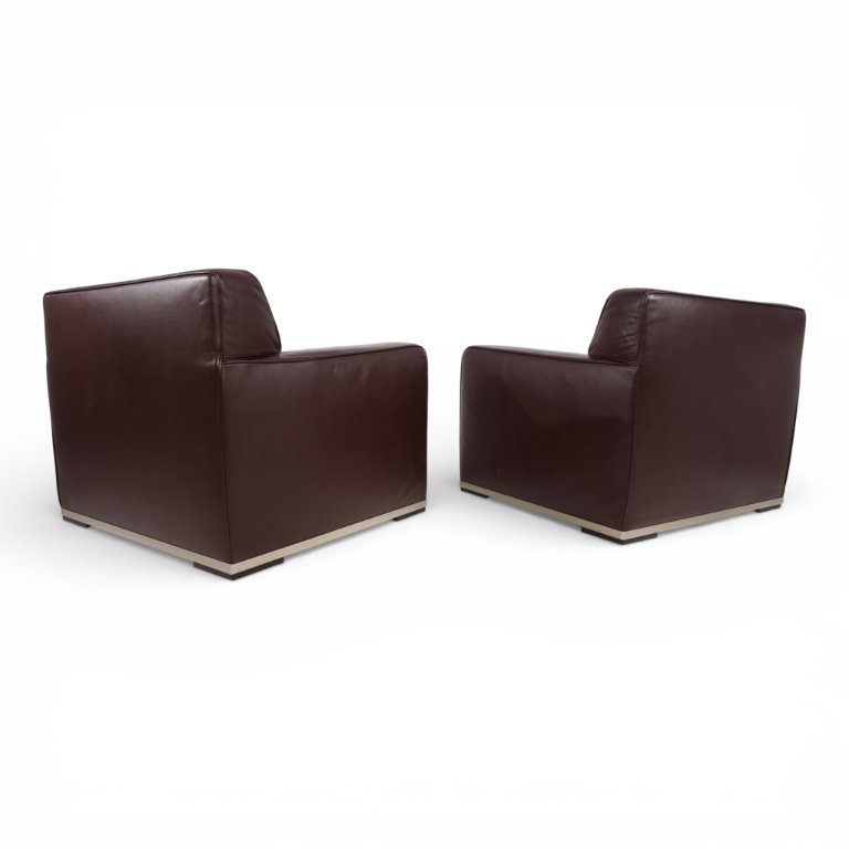 Set of 2 B&B Italia Maxalto Apta Imprimatur leather armchairs by