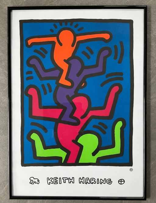 KEITH HARING, “4 figures on shoulders”