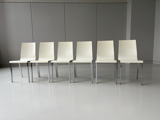 6 x Pedrali Kuadra 1101 Stühle Weiß Chrom