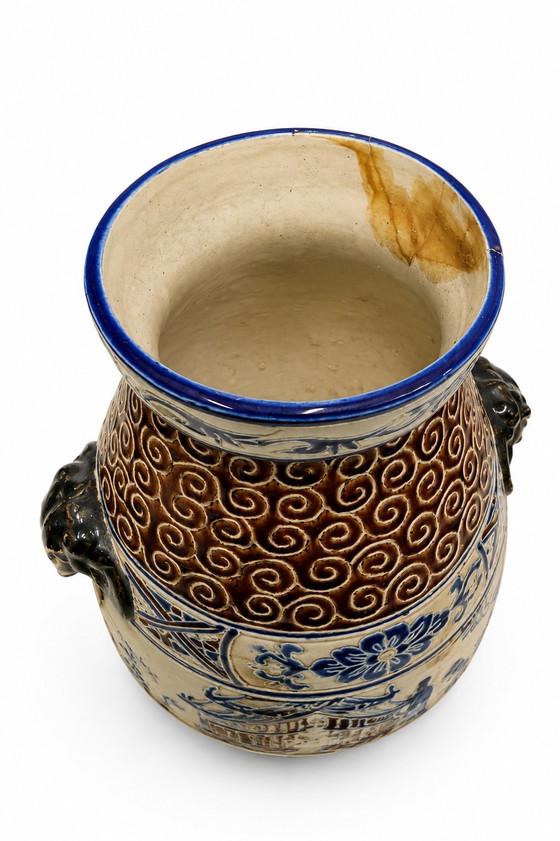 Polychrome ceramic vase in glazed stoneware (photo 3 of 5)