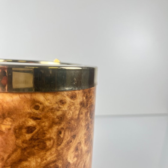 Image 1 of Vintage plastic ice bucket with elm burl effect, 1970