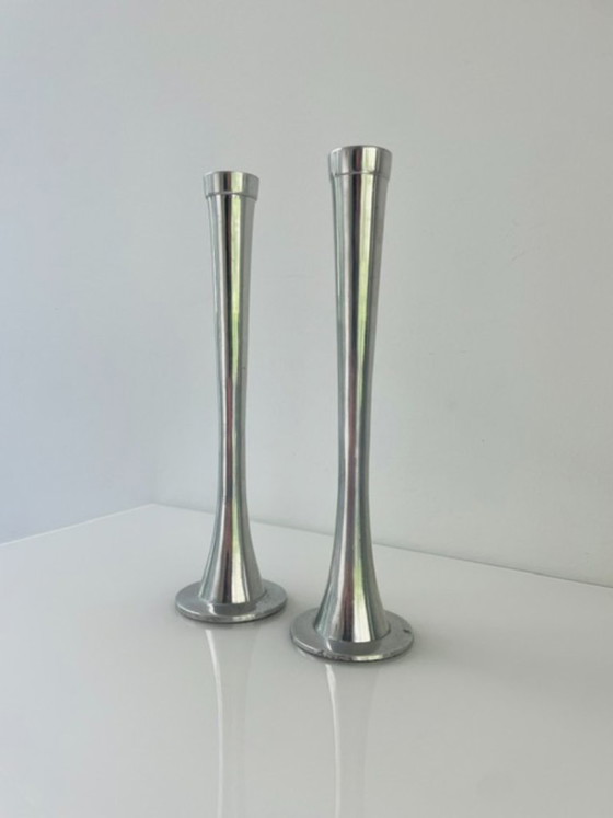 Image 1 of Set minimalistische metalen kandelaren - 27 cm hoog