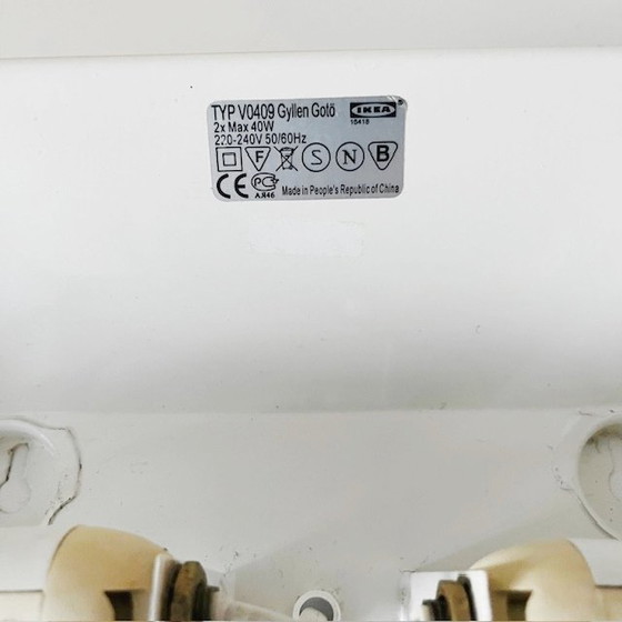 Image 1 of Vintage Ikea Gyllen Gotö wall lamp glass panel yellow and red abstract art 1990s