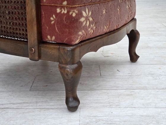 Image 1 of Poltrona danese, anni '50, velluto rosa salmone, rete metallica.