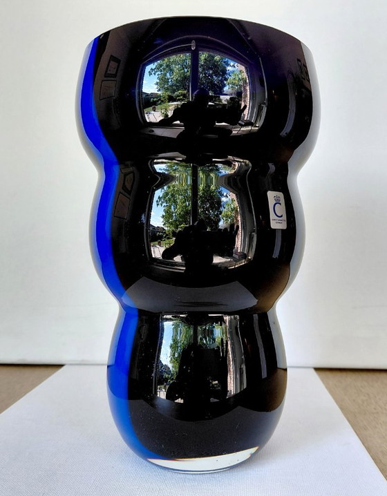 Vintage Christinenhütte Bubble Vase - Black/Blue 1980s – Glass (photo 6 of 11)