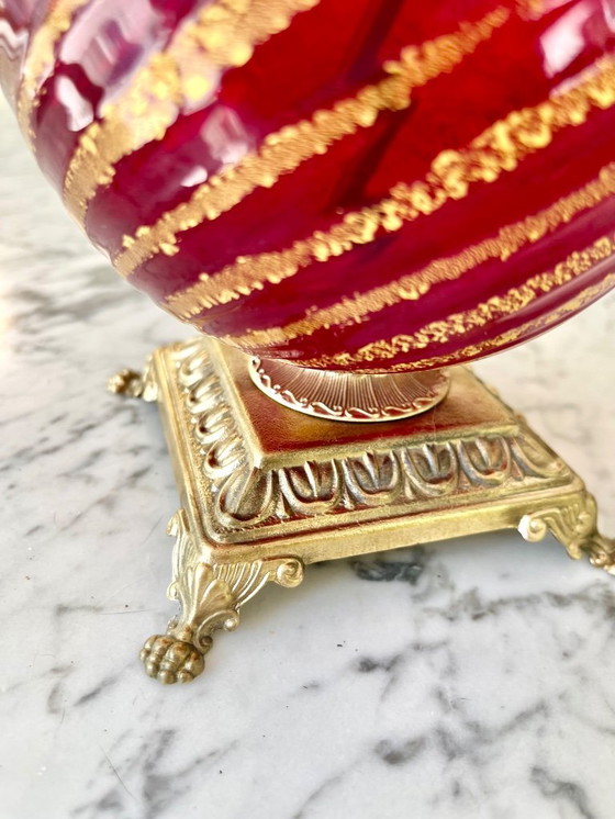 Image 1 of Tischlampe Muranoglas Farbe Rubin Rigadin ,Italien 1950