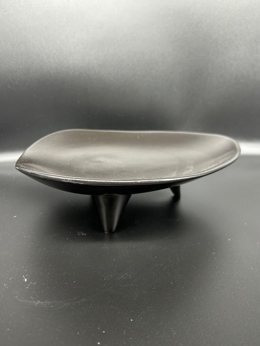 black ceramic trinket tray, 1950s