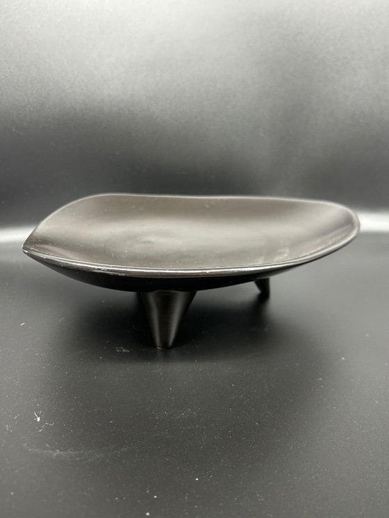 Image 1 of black ceramic trinket tray, 1950s