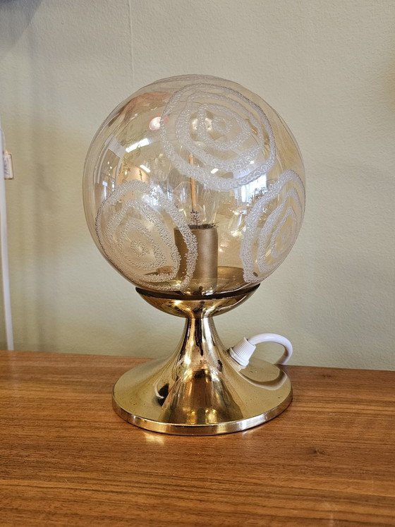 Image 1 of Vintage Brass Glass Globe Table Lamp Desk Lamp